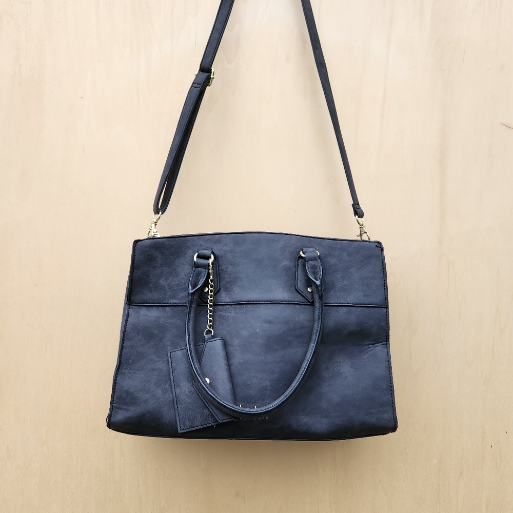 Nicole Miller New York Dark Gray Vegan Leather Crossbody Purse